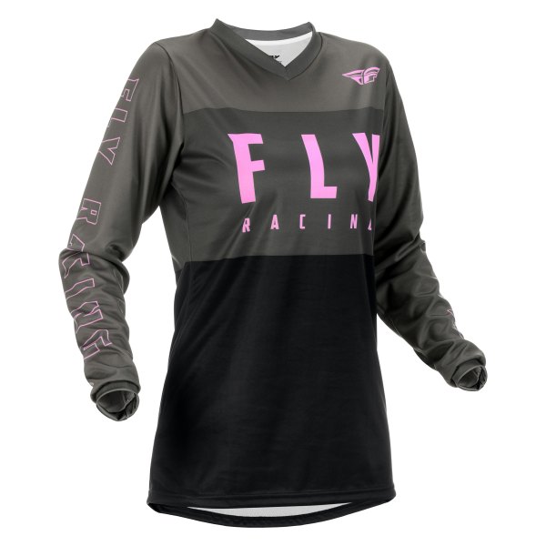 Fly Racing® - Women's F-16 Large Gray/Black/Pink Long Sleeve Jersey