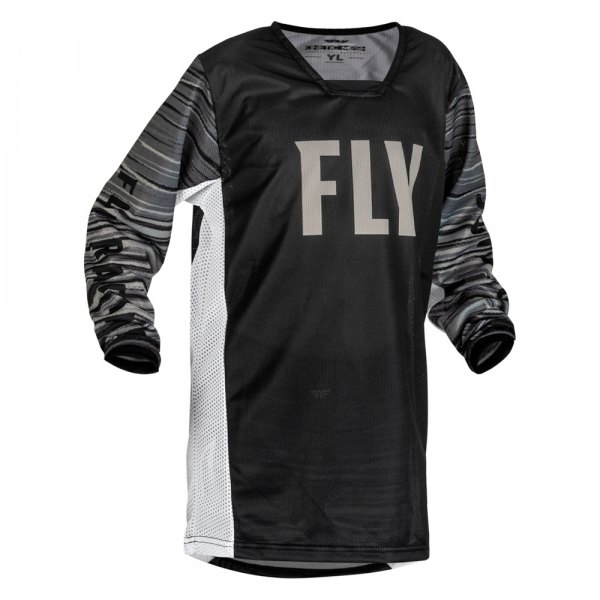 Fly Racing® - Kinetic Mesh Youth Jersey (Large, Black/White/Gray)