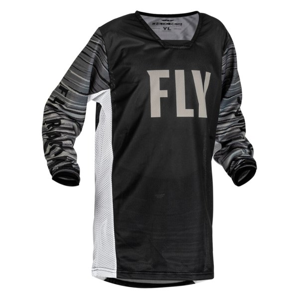 Fly Racing® - Kinetic Mesh Youth Jersey (X-Large, Black/White/Gray)