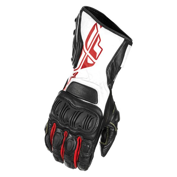 Fly Racing® - 3X-Large FL-2 Black/White/Red Goatskin Leather Gloves 