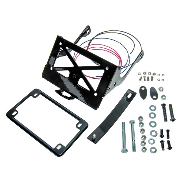 Great Bike Gear® - Black Turn Signal Relocation Kit with Illuminated License Plate Frame