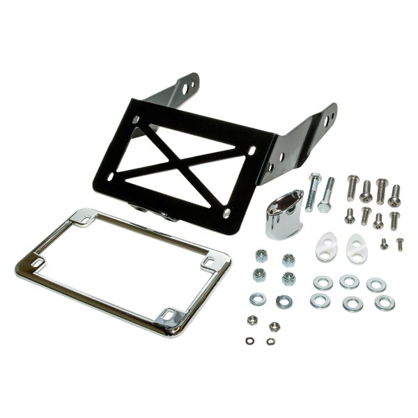 Great Bike Gear® - Chrome Turn Signal Relocation Kit with Illuminated License Plate Frame