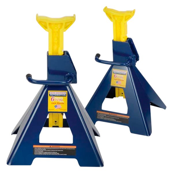 Hein-Werner® - 2-piece 6 t Blue/Yellow Ratcheting Jack Stand Set