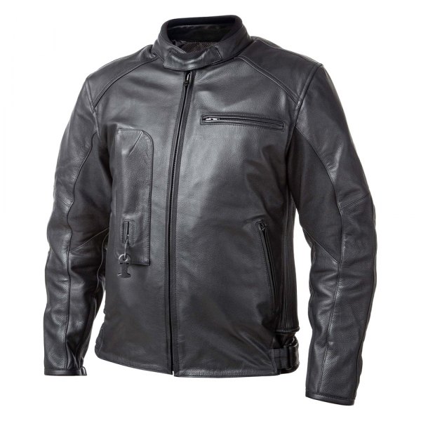 Helite® - Roadster Series Men's Leather Airbag Jacket (Large, Black)