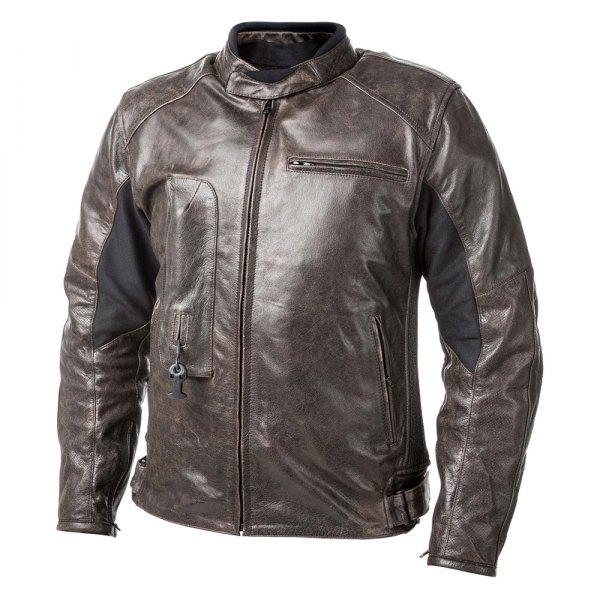 Helite® - Roadster Series Men's Leather Airbag Jacket (Large, Brown)