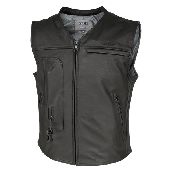 Helite® - Custom Series Men's Airbag Vest (Large, Leather Black)