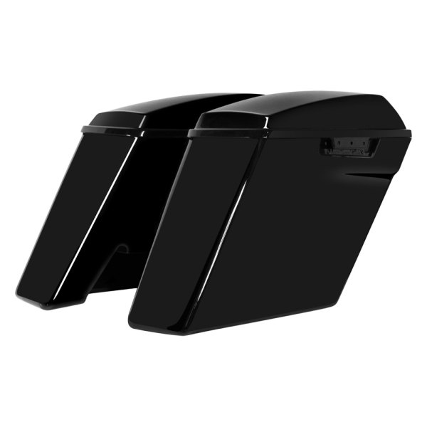 HogWorkz® - Dual Blocked Stretched Vivid Black Saddlebags
