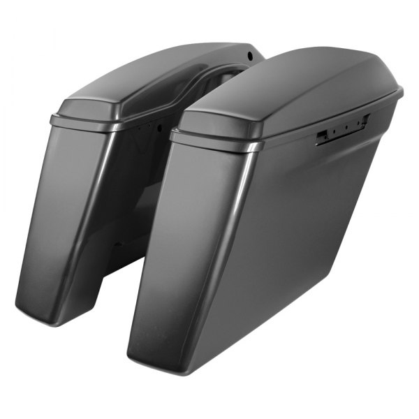HogWorkz® - Dual Blocked Stretched Charcoal Pearl Saddlebags