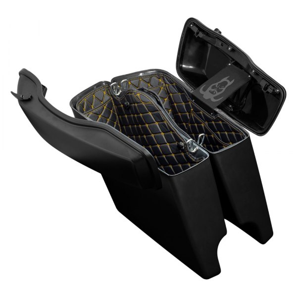 HogWorkz® - Stretched Black with Gold Stitching Saddlebag Liners