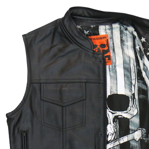 Hot Leathers® - Skull Flag Liner Carry Conceal Vest (Large, Black)