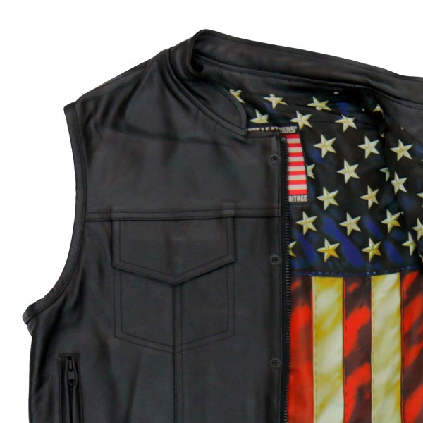 Hot Leathers® - Vintage Flag Liner Carry Conceal Vest (2X-Large, Black)