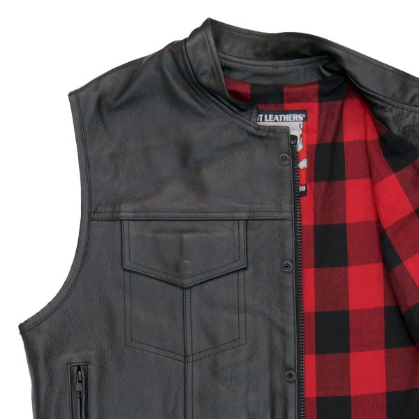 Hot Leathers® - Flannel Liner Carry Conceal Vest (Medium, Black/Red)