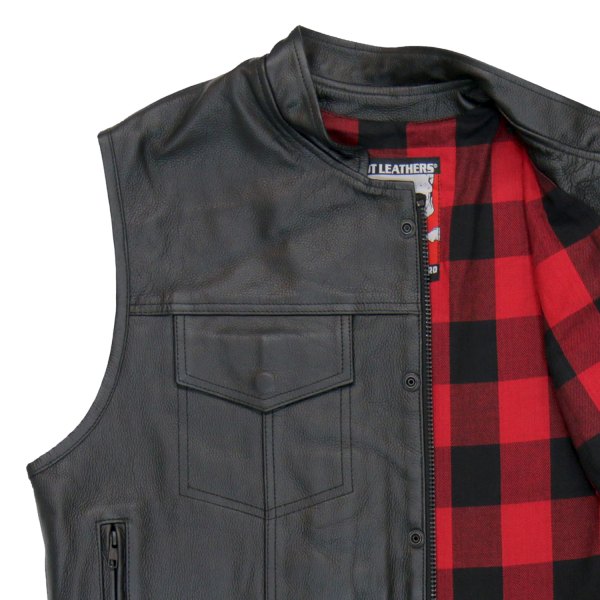 Hot Leathers® - Flannel Liner Carry Conceal Vest (3X-Large, Black/Red)