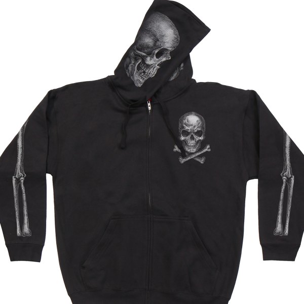 Hot Leathers® - Jolly Roger Skull Men's Hoodie (Medium, Black)