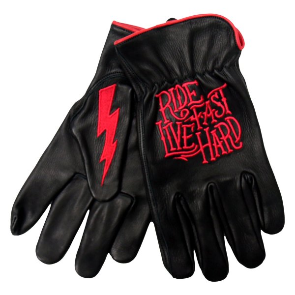 Hot Leathers® - Deerskin Driver Bolt Gloves (Medium, Black)