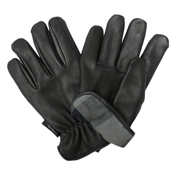 Hot Leathers® - Deerskin Flannel Lined Gloves (Medium, Black/Gray)