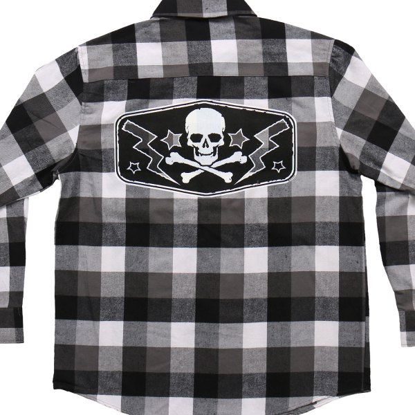 Hot Leathers® - Skull and Bolts Flannel Men's Long Sleeve Shirt (Medium)