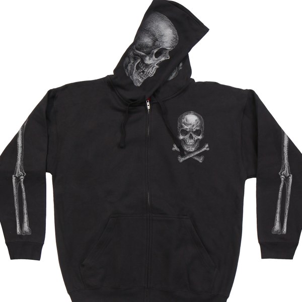 Hot Leathers® - Jolly Roger Skull Men's Hoodie (Large, Black)