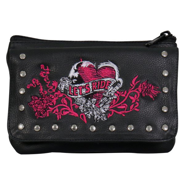 Hot Leathers® - Clip Pouch Purse Embroidered Banner Heart