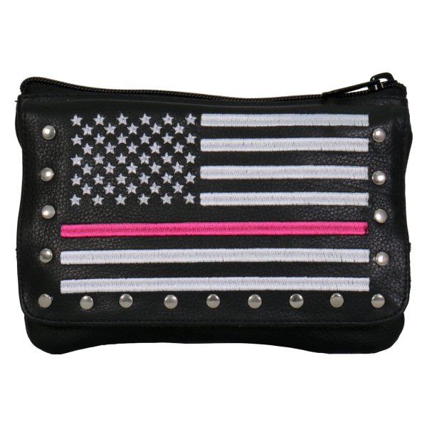 Hot Leathers® - Clip Pouch Purse with Pink Line American Flag