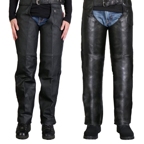 Hot Leathers® - Heavyweight Braided Leather Chaps (2X-Small, Black)