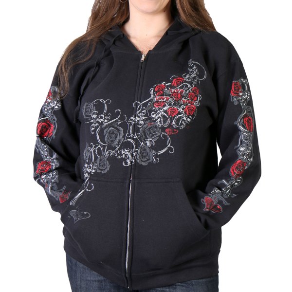 Hot Leathers® - Women's Hooded Sweatshirt (Medium, Black)