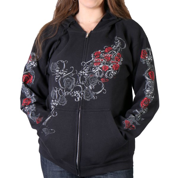 Hot Leathers® - Women's Hooded Sweatshirt (Large, Black)