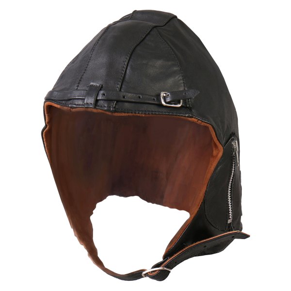 Hot Leathers® - Suede Lined Aviator Leather Cap (Medium, Black)