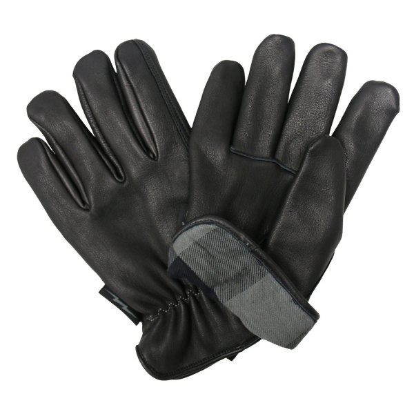 Hot Leathers® - Deerskin Flannel Lined Gloves (Large, Black/Gray)