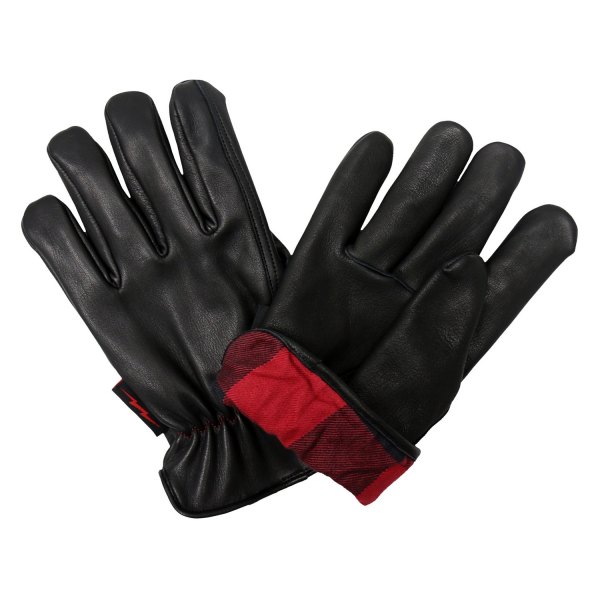 Hot Leathers® - Deerskin Flannel Lined Gloves (Medium, Black/Red)