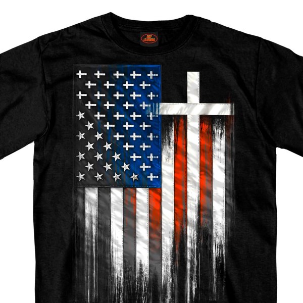 Hot Leathers® - American Flag Crosses T-Shirt (Medium, Black)