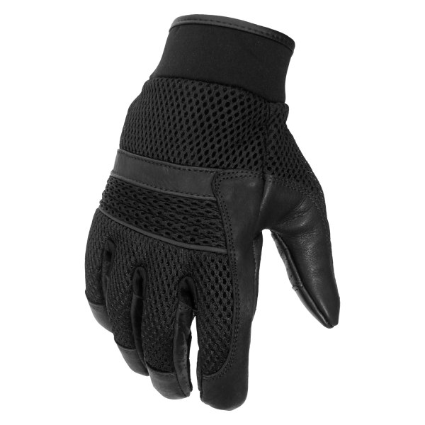 Hot Leathers® - Reflective Piping Leather/Mesh Gloves (Medium, Black)