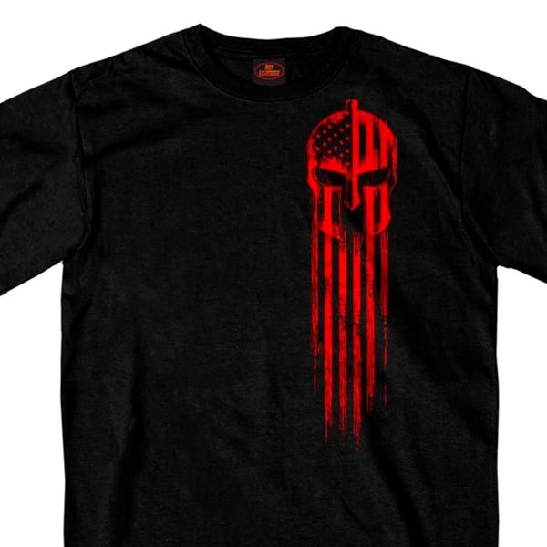 Hot Leathers® - Red Warrior Skull Flag T-Shirt (Medium, Black)