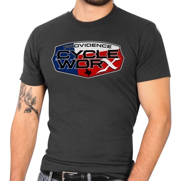Hot Leathers® - Official Providence Cycle Worx Texas Flag T-Shirt (2X-Large, Heather Charcoal)