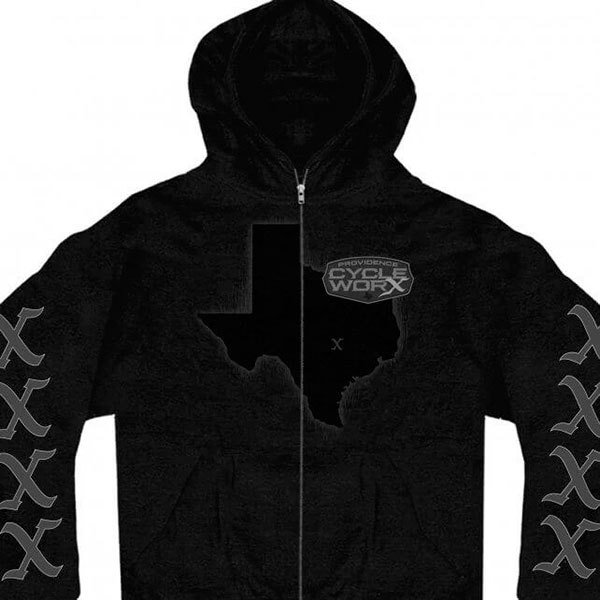 Hot Leathers® - Official Providence Cycle Worx Texas Zip Up Sweatshirt (Medium, Black/Gray)