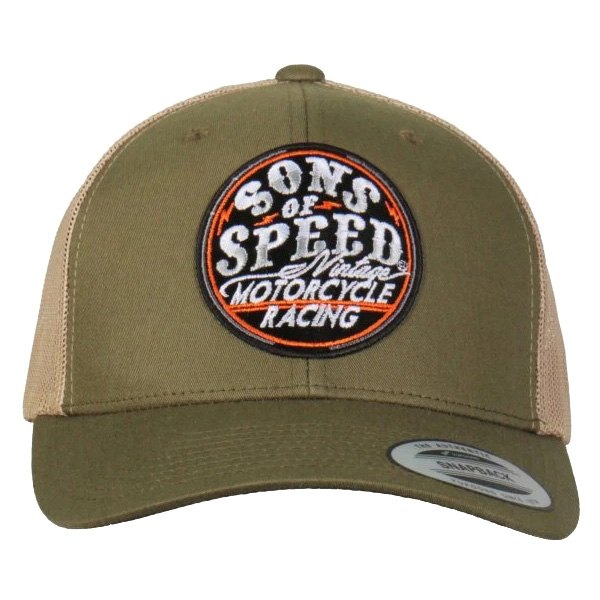 Hot Leathers® - Official Sons Of Speed Logo Trucker Hat (Khaki)