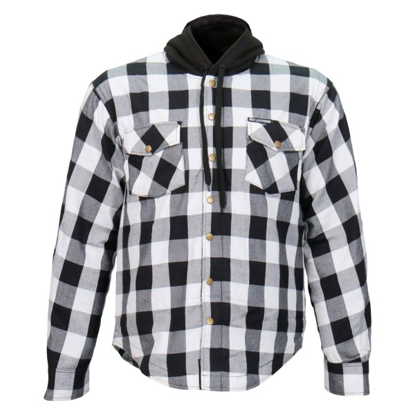 Hot Leathers® - Flannel Hooded Armored Jacket (Small, White/Black)