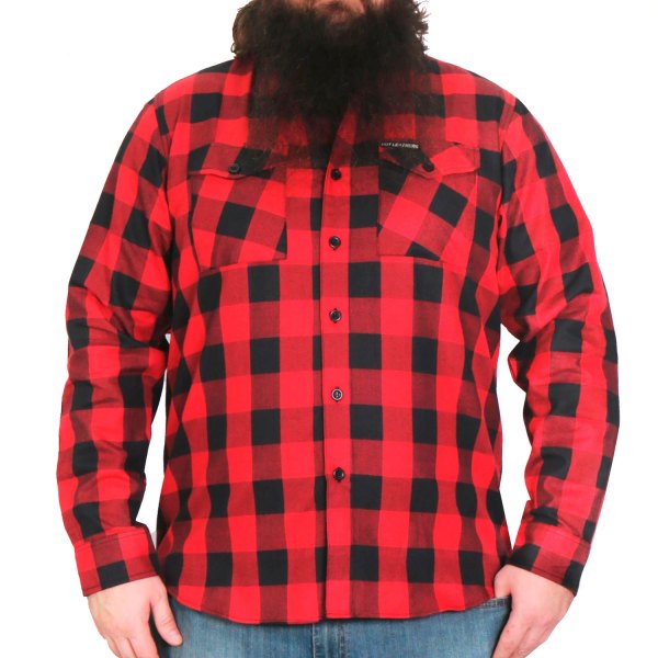 Hot Leathers® - Flannel Long Sleeve Shirt (Large, Black/Red)