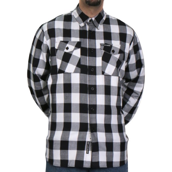 Hot Leathers® - Flannel Long Sleeve Shirt (Medium, Black/White)