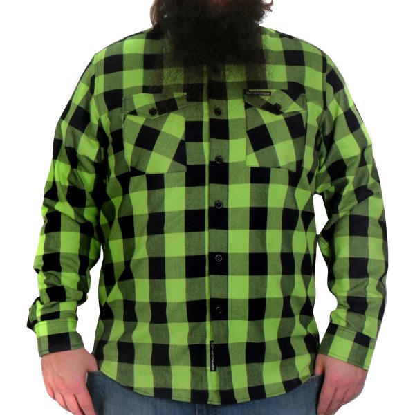 Hot Leathers® - Flannel Long Sleeve Shirt (Medium, Black/Neon)