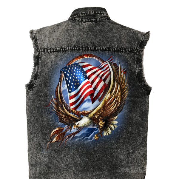 Hot Leathers® - Hoop Eagle Dyed Denim Shirt (Large, Charcoal DYE)