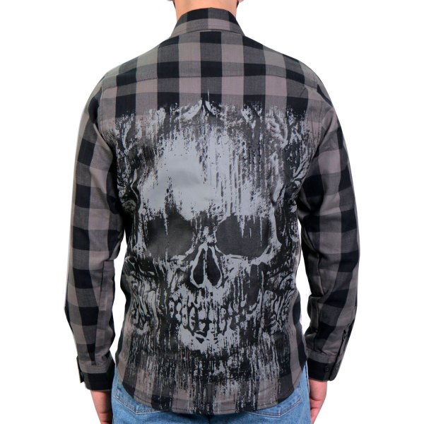Hot Leathers® - Flannel Grave Rub Long Sleeve Shirt (Large, Black/Gray)