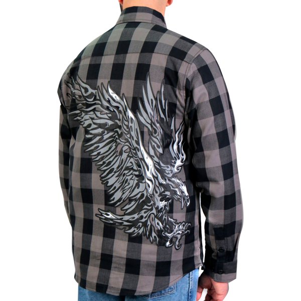 Hot Leathers® - Flannel Tribal Eagle Long Sleeve Shirt (Large, Black/Gray)