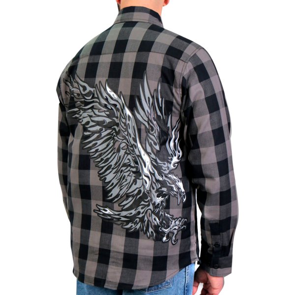 Hot Leathers® - Flannel Tribal Eagle Long Sleeve Shirt (X-Large, Black/Gray)