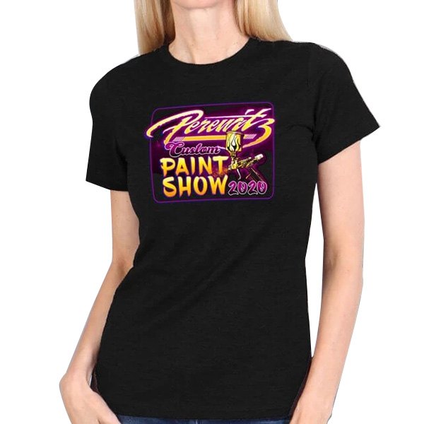 Hot Leathers® - Official 2020 Perewitz Custom Paint Show Ladies T-Shirt (Medium, Black)