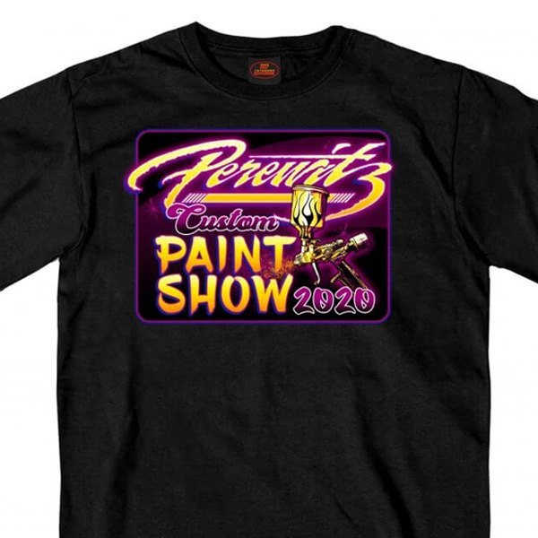 Hot Leathers® - Official 2020 Perewitz Custom Paint Show T-Shirt (X-Large, Black)