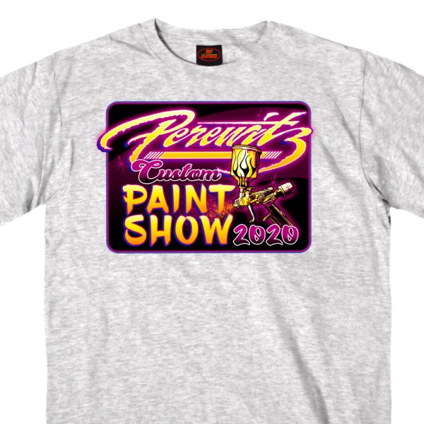 Hot Leathers® - Official 2020 Perewitz Custom Paint Show T-Shirt (Medium, Ash Gray)