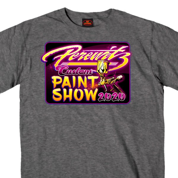 Hot Leathers® - Official 2020 Perewitz Custom Paint Show T-Shirt (X-Large, Heather Charcoal)
