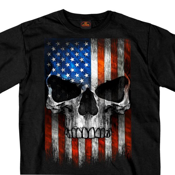 Hot Leathers® - Patriotic Skull Short Sleeve T-Shirt (Large, Black)