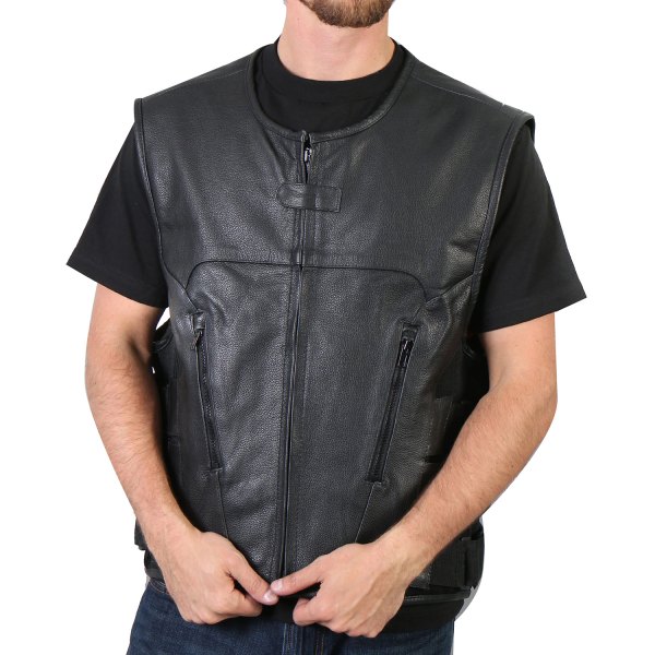 Hot Leathers® - Concealed Carry with Adjustable Side Straps Men's Vest (Medium, Black)